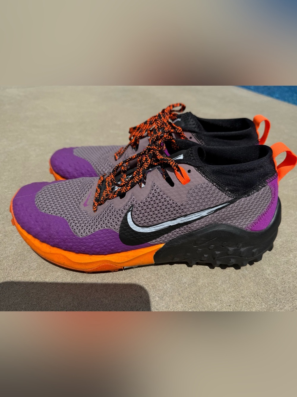Nike Men's Purple and Orange Trail Running Shoes